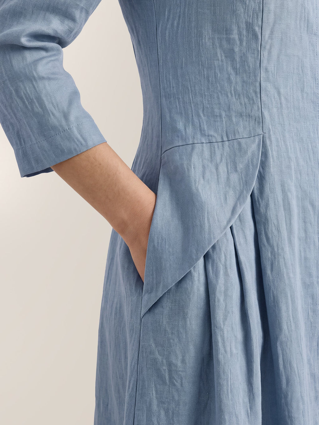 100% Linen Shell Button A-Line Midi Dress ELIORA
