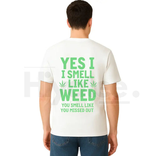 "Yes I Smell Like Weed" Bold Marijuana Leaf Apparel – Heavy-Duty Hoodie, T-Shirt & Sweatshirt