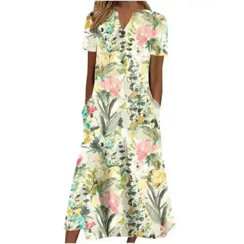 Women’s Summer Midi Dress – Casual, Light & Pocket-Ready