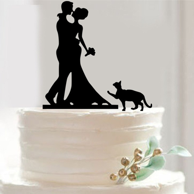 Acrylic Couple Cat Wedding Cake Topper