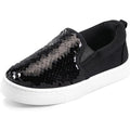 K KomForme Toddler Girls Size 8 Black Slip On Sneaker Sequin Canvas Shoes
