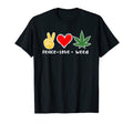 Peace Love Weed Thc Marijuana T-Shirt - Novelty Apparel for Adults