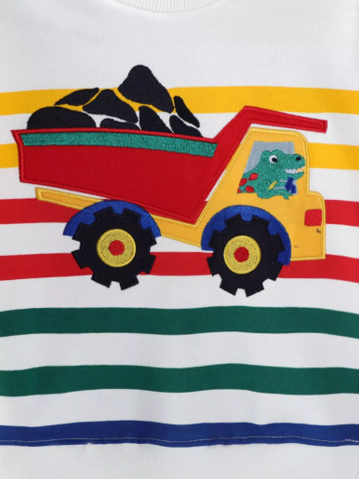 Toddler Boys Cartoon Truck Striped Sweatshirt