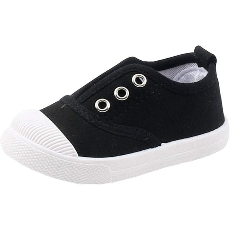 New DADAWEN Toddler Boys Size 11 Black Canvas Slip-On Low Top Sneakers w Flaw
