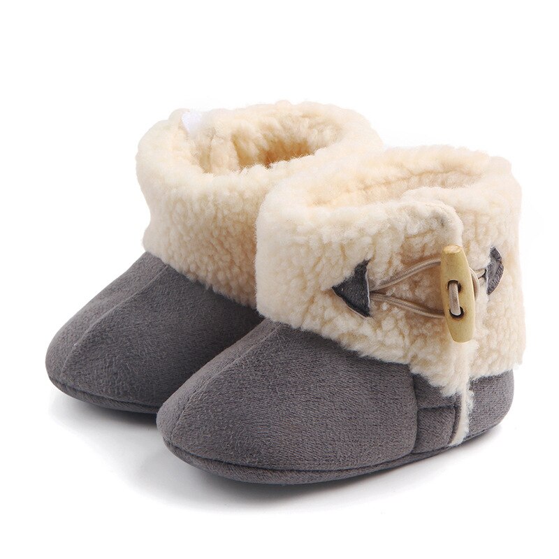 Fashion Winter Baby Boots Infant Girls Boys Warm Ankle Snow Boots Toddler Fur Plush Insole Buckle Boots Shoes