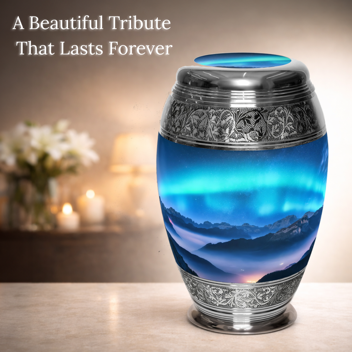 Aurora Borealis Cremation Urns for Human Ashes - Large Adult Funeral Urn