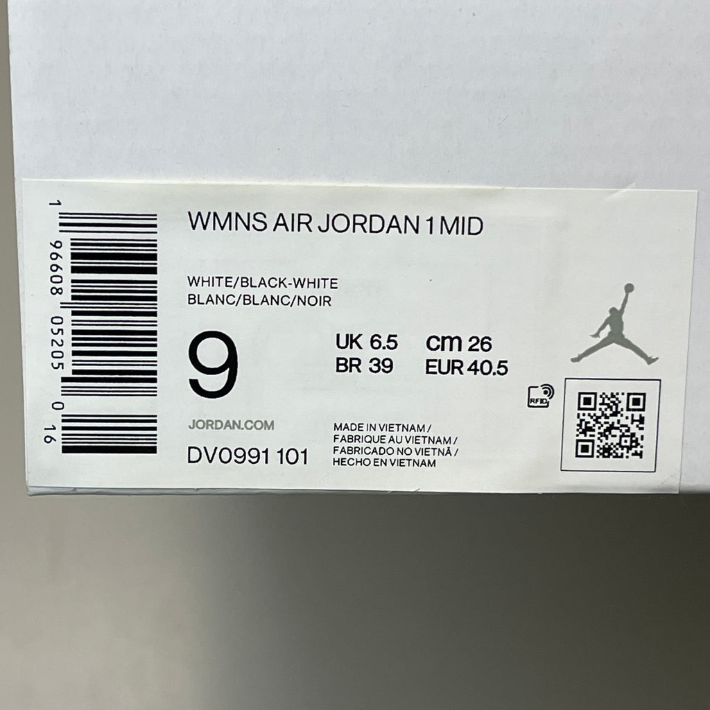 NIKE AIR JORDAN 1 Mid Panda Shoe Women's Sz 9 Black / White DV0991-101 (New)