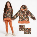 Long sleeves ruffle floral girls fall hoodie