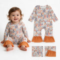 Ruffle floral long sleeves baby girls fall romper