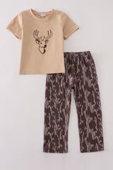 Camouflage antler embroidery pants set