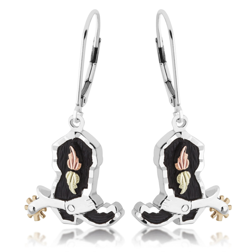Cowboy Boot - Sterling Silver Black Hills Gold Earrings