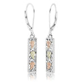 Foliage Rectangle - Sterling Silver Black Hills Gold Earrings