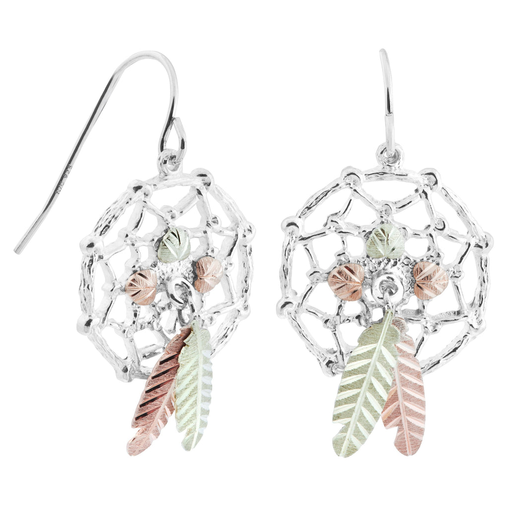 Dreamcatcher - Sterling Silver Black Hills Gold Earrings