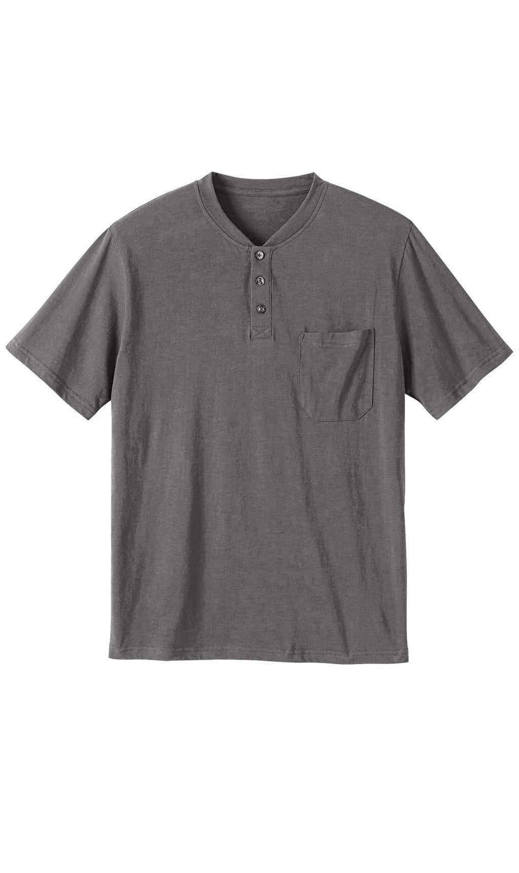 Men's Short Sleeve Henley T-Shirt with 3-Button Placket and Chest Pocket