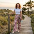 Pink plaid camo adult women fall pants