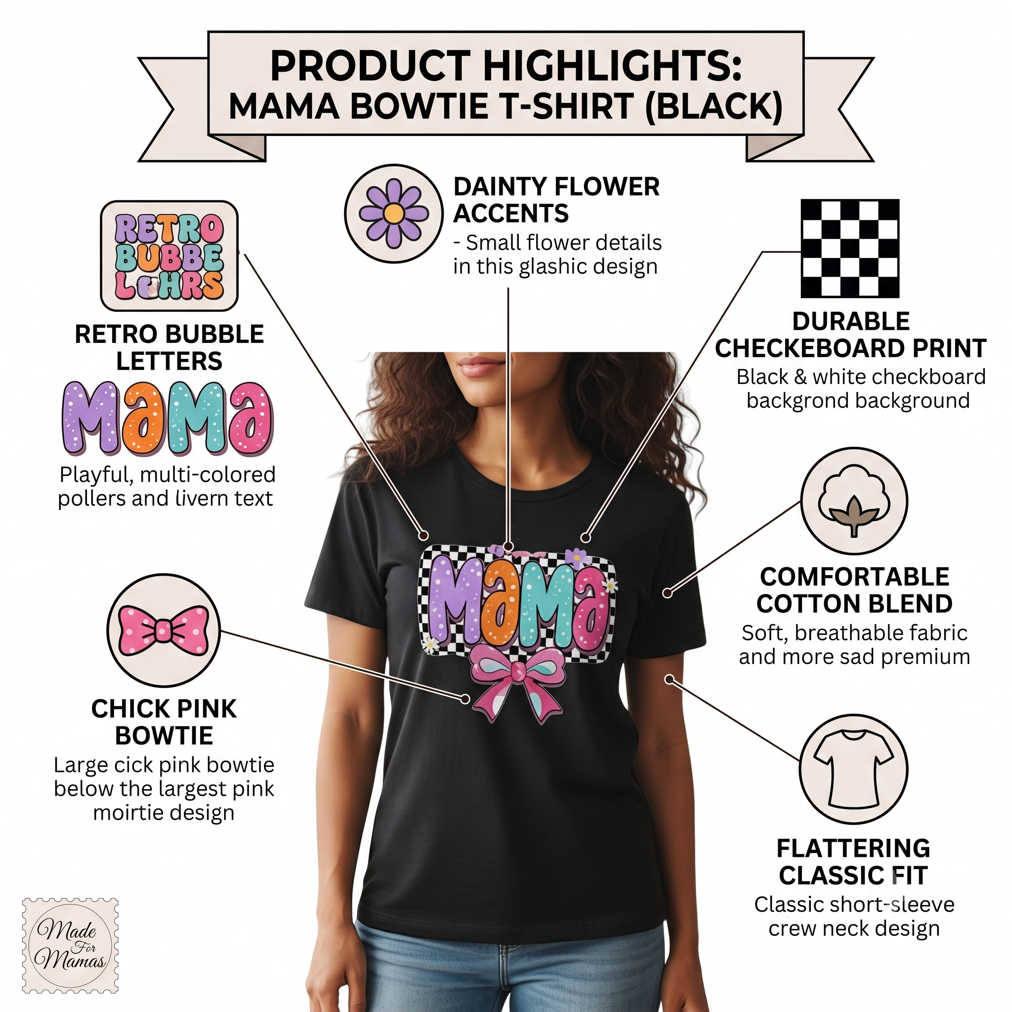 Womens Coquette Mama Shirt Cute Bow Graphic Mothers Day Gift Tee