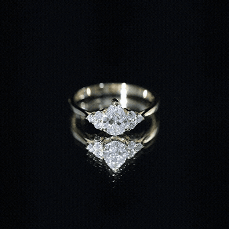 Pear Cut Lab Grown Diamond Trio Engagement Ring