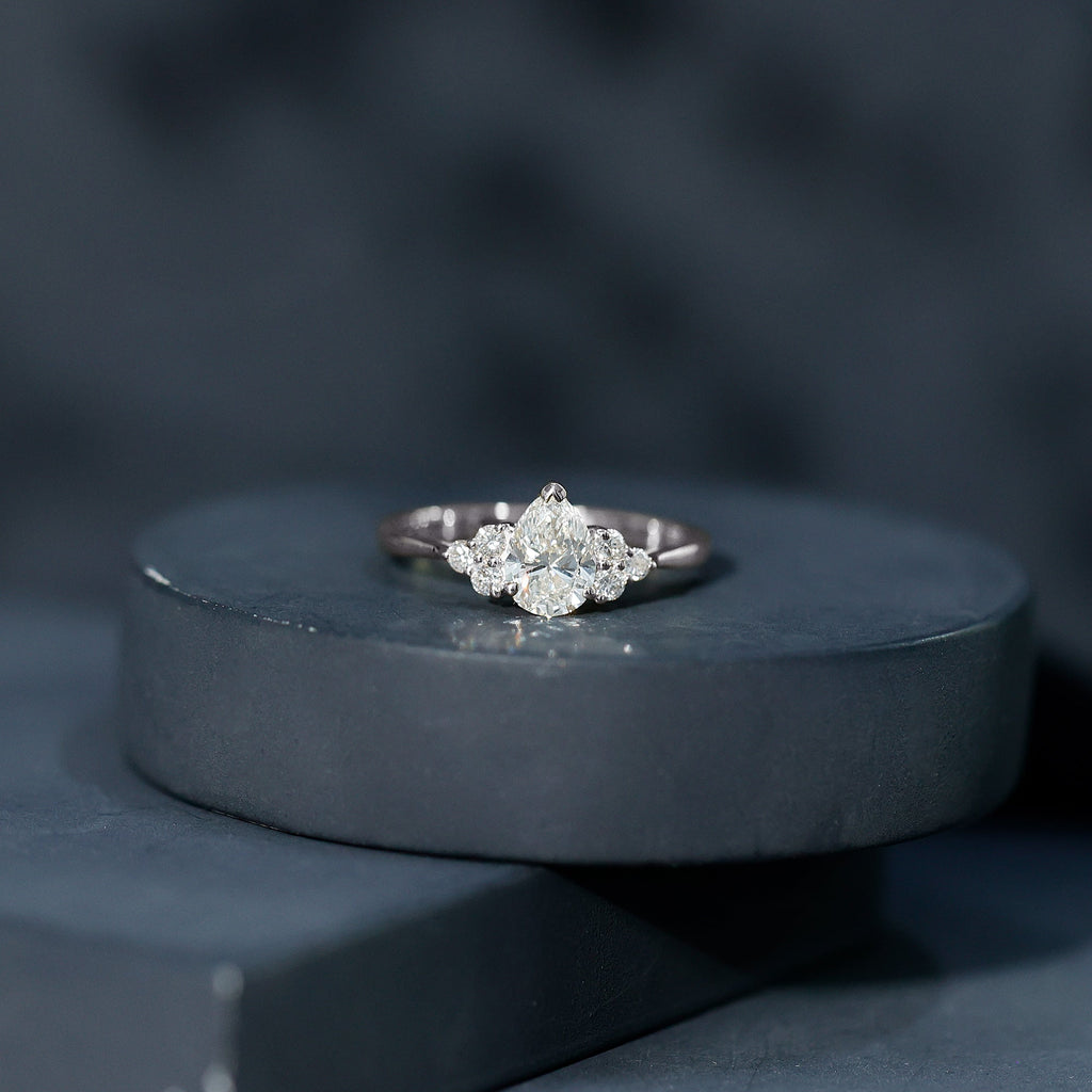 Pear Cut Lab Grown Diamond Trio Engagement Ring