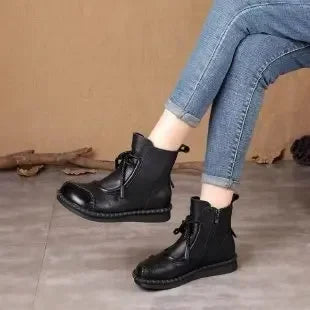 Shoes for Women  Cross-tied Ladies Boot Daily Boots Hot Sale Cotton Shoes Round Toe Comfortable Flat Shoes Women Ankle Boots