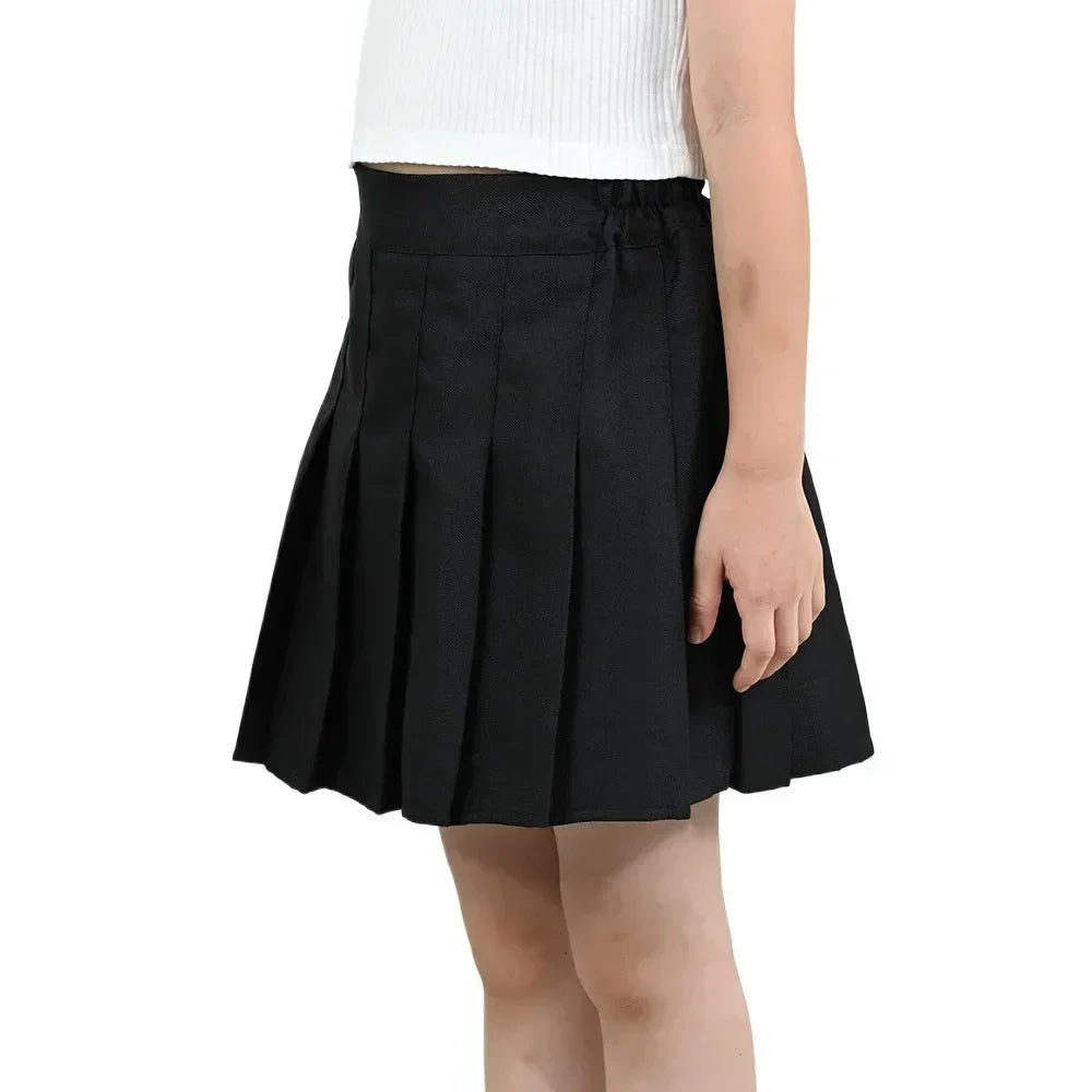 Summer Girl Pleated Skirt Children Summer Skirt Girls Mini Skirts Vintage Pleated Skirt 3-13Y Junior Girls Ruched Cullottes