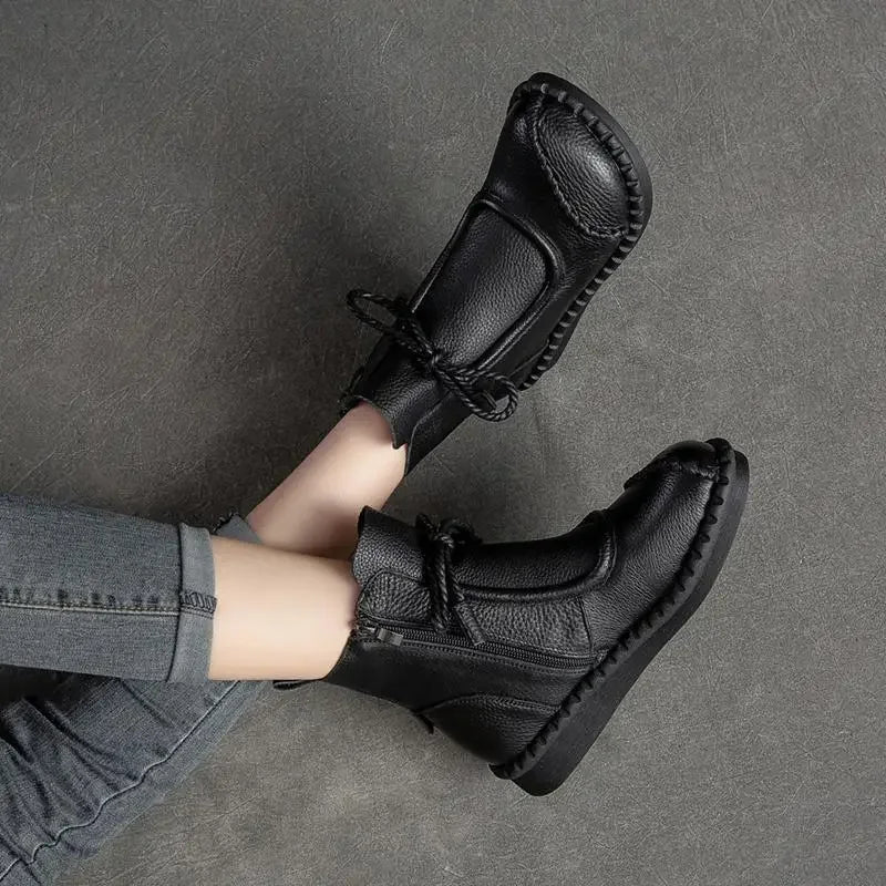 Shoes for Women  Cross-tied Ladies Boot Daily Boots Hot Sale Cotton Shoes Round Toe Comfortable Flat Shoes Women Ankle Boots