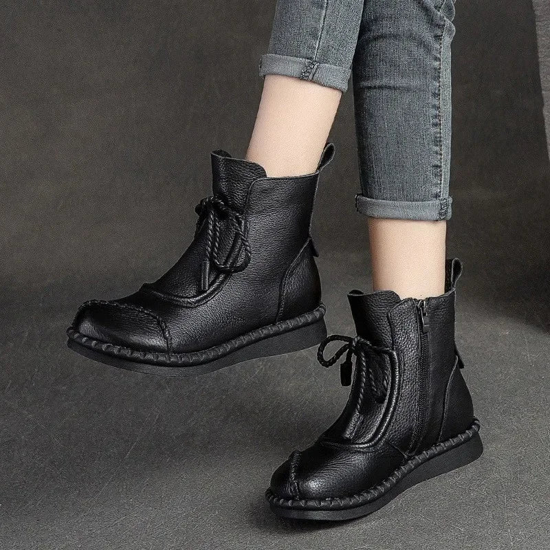 Shoes for Women  Cross-tied Ladies Boot Daily Boots Hot Sale Cotton Shoes Round Toe Comfortable Flat Shoes Women Ankle Boots