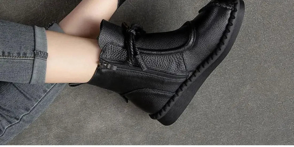 Shoes for Women  Cross-tied Ladies Boot Daily Boots Hot Sale Cotton Shoes Round Toe Comfortable Flat Shoes Women Ankle Boots