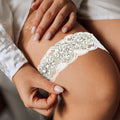 Teardrop Marquise Stone Cluster Embellished Lace Stretch Wedding Garter
