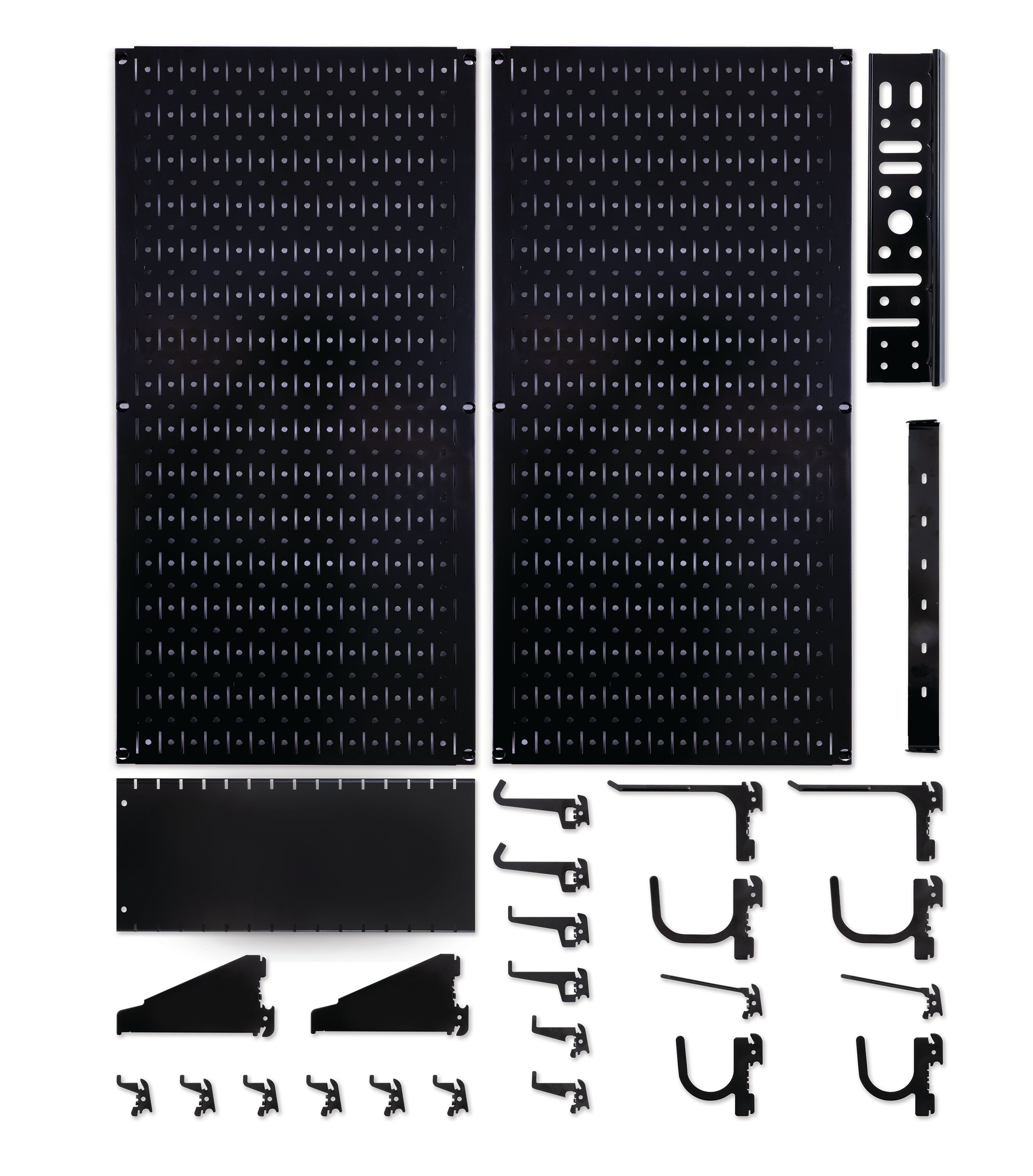 Wall Control Premium Steel Pegboard Kit - Black Pegboard with Hooks