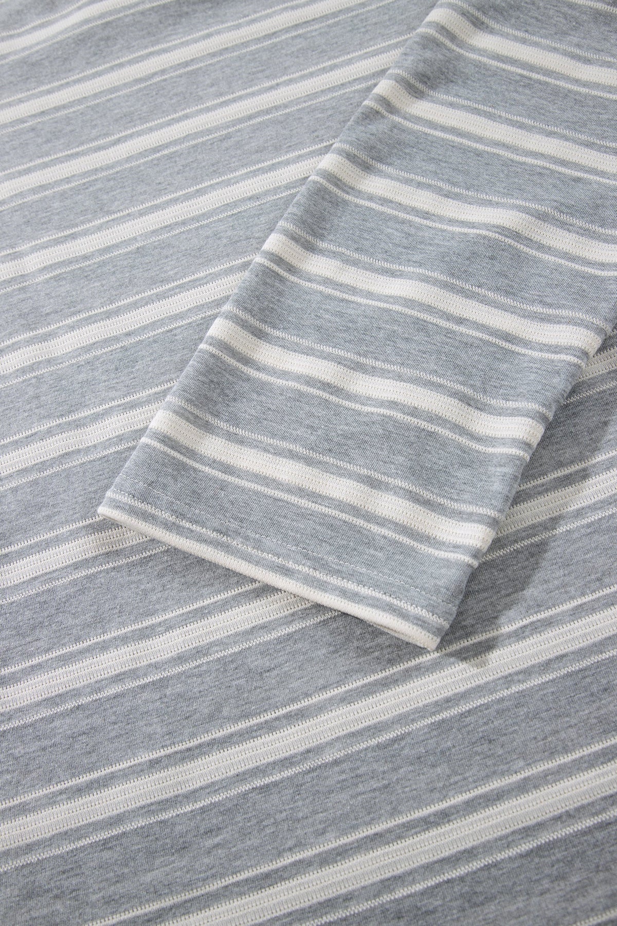 Gray Stripe Long Sleeve Round Neck Tunic Top