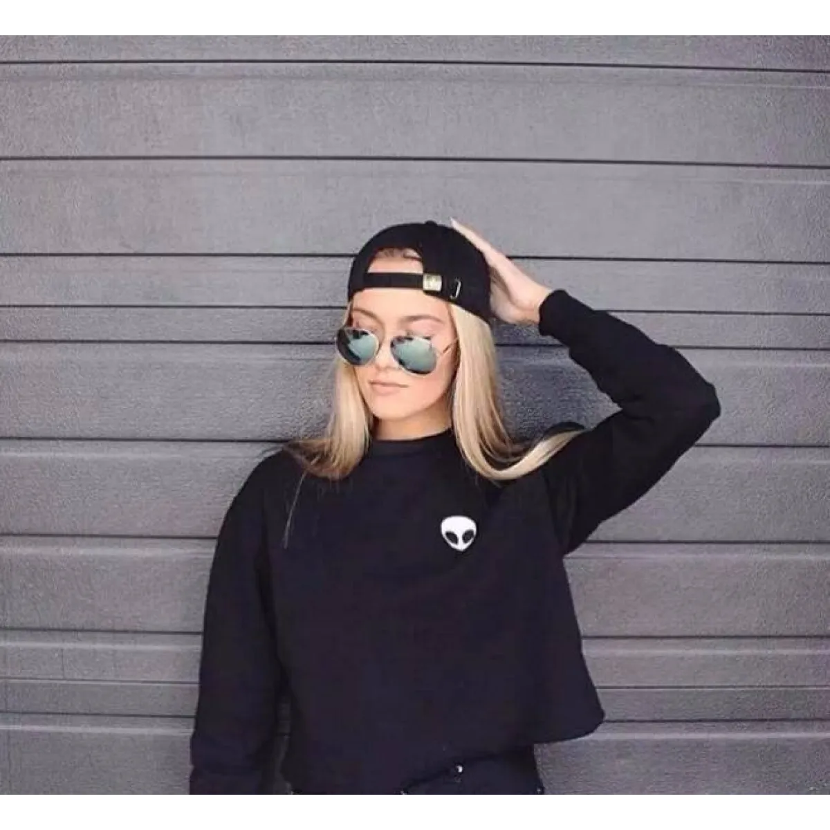 Alien Fleece Crop Top Sweater