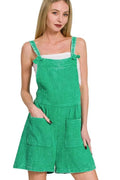 Woven Double Gauze Acid Washed Romper in K GREEN