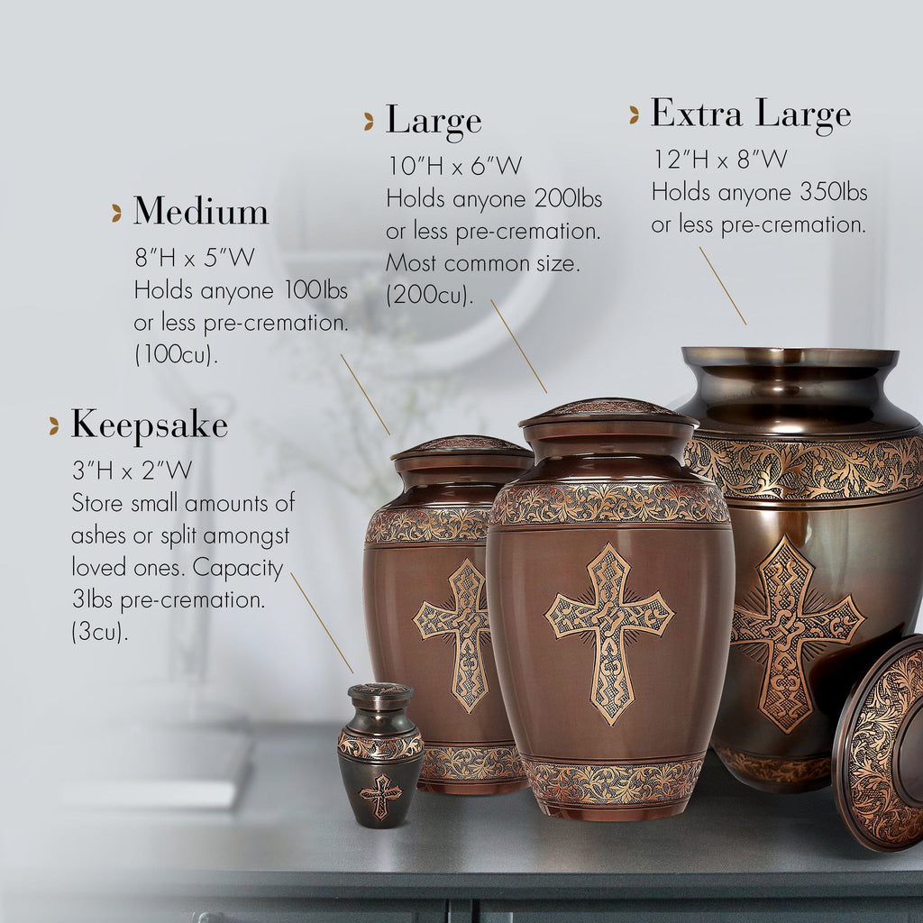 Bronze Cross Extra Large Urn or Companion Urn – Extra Large Urns for Human Ashes | XL Urn & XXL Urn