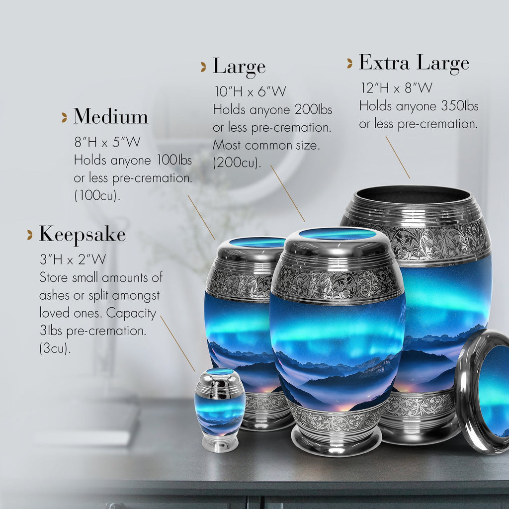 Aurora Borealis Cremation Urns for Human Ashes - Large Adult Funeral Urn
