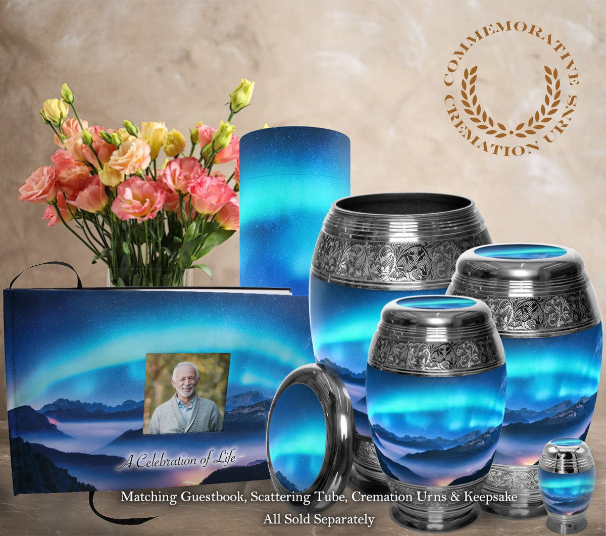 Aurora Borealis Cremation Urns for Human Ashes - Large Adult Funeral Urn
