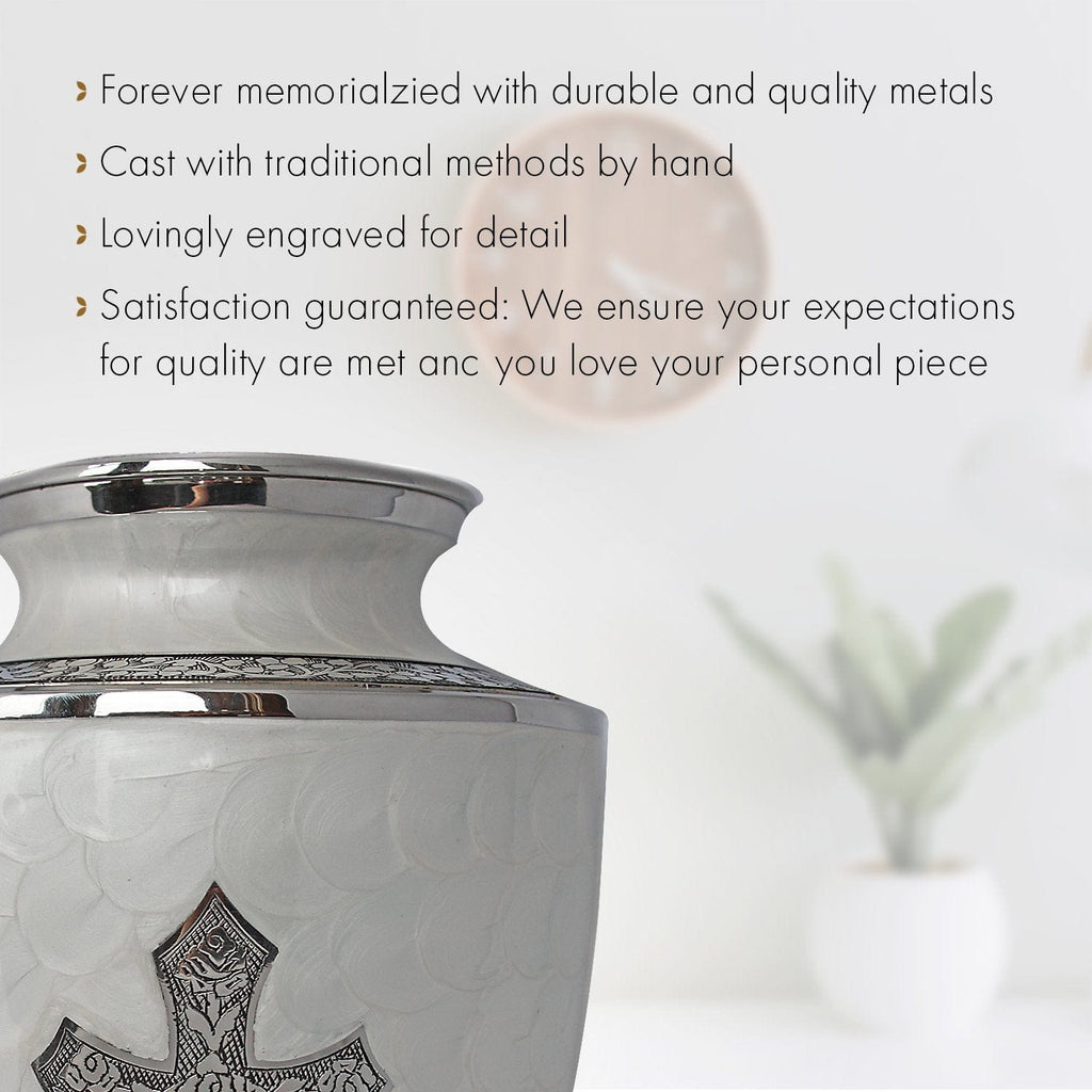 Glory to God White Cross Extra Large Urn or Companion Urn – Extra Large Urns for Human Ashes | XL Urn & XXL Urn