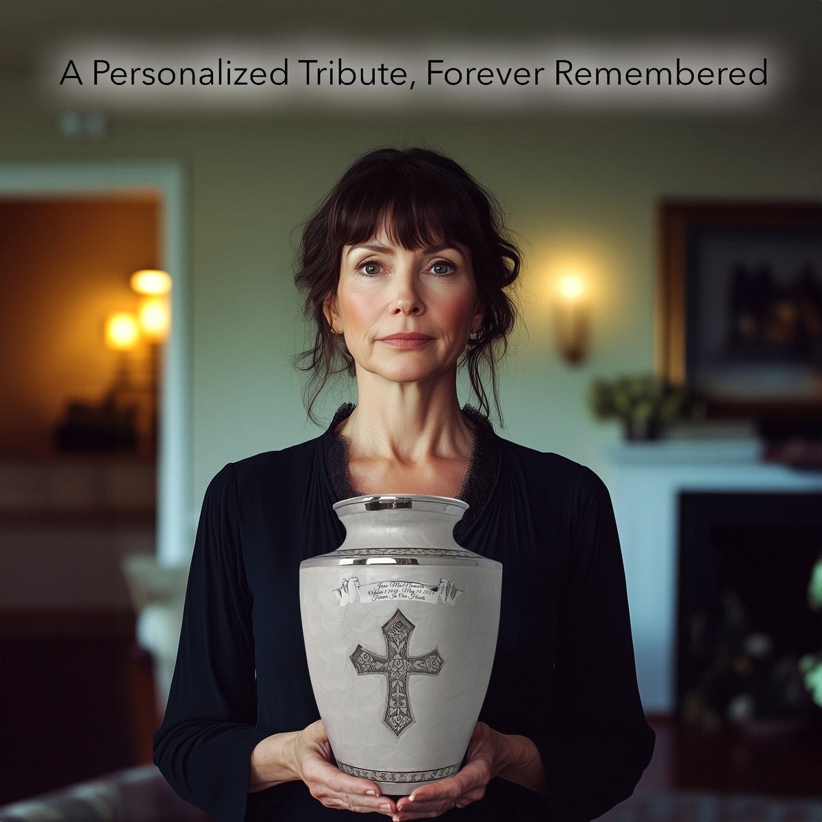 Glory to God White Cross Extra Large Urn or Companion Urn – Extra Large Urns for Human Ashes | XL Urn & XXL Urn