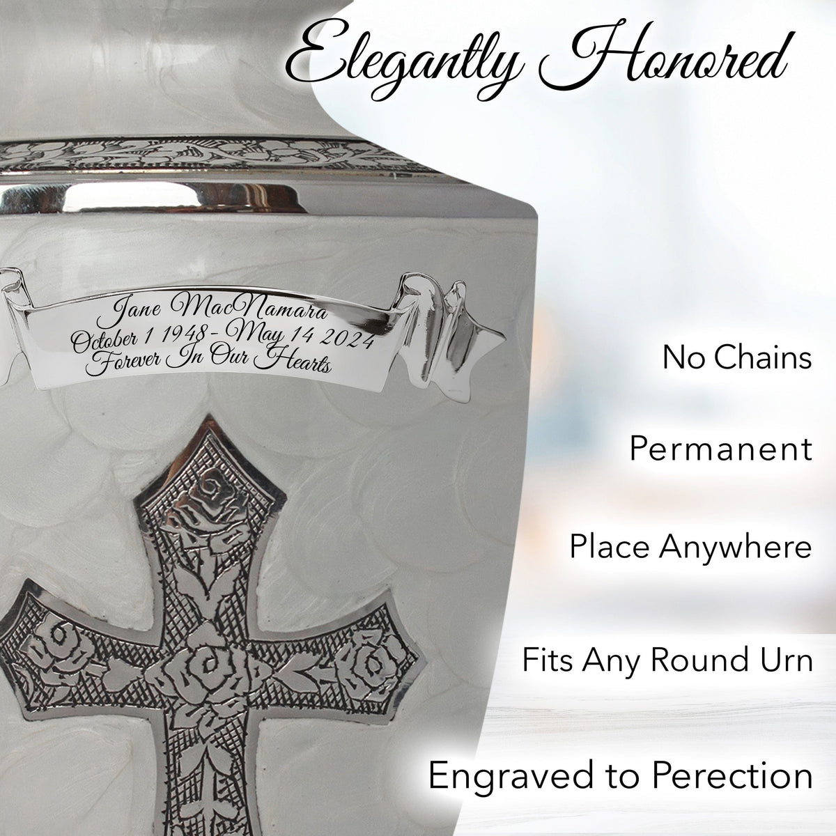 Glory to God White Cross Extra Large Urn or Companion Urn – Extra Large Urns for Human Ashes | XL Urn & XXL Urn