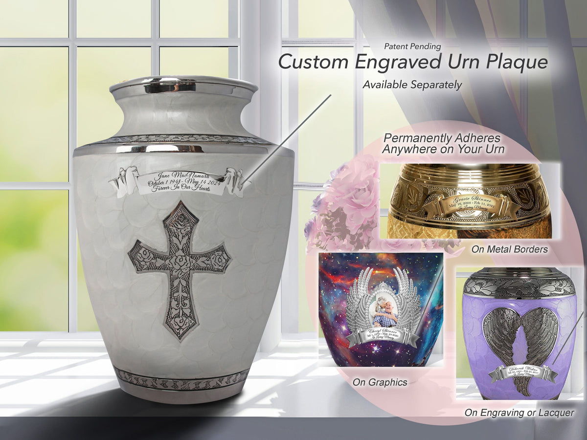Glory to God White Cross Extra Large Urn or Companion Urn – Extra Large Urns for Human Ashes | XL Urn & XXL Urn