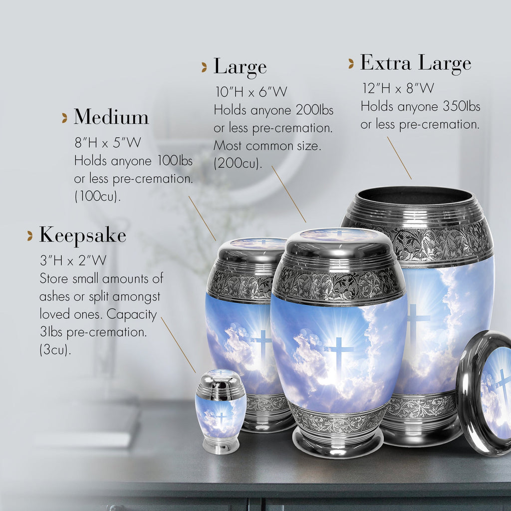 Heavenly Cross Extra Large Urn or Companion Urn – Extra Large Urns for Human Ashes | XL Urn & XXL Urn