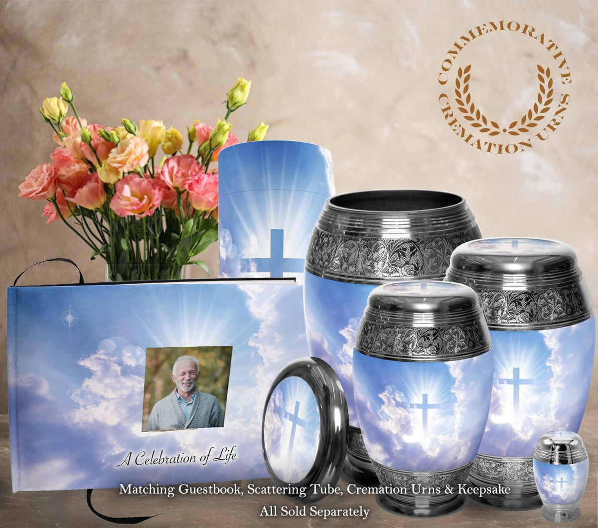 Heavenly Cross Extra Large Urn or Companion Urn – Extra Large Urns for Human Ashes | XL Urn & XXL Urn