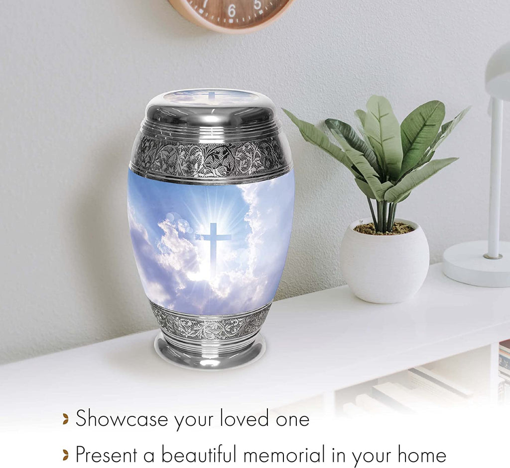 Heavenly Cross Extra Large Urn or Companion Urn – Extra Large Urns for Human Ashes | XL Urn & XXL Urn