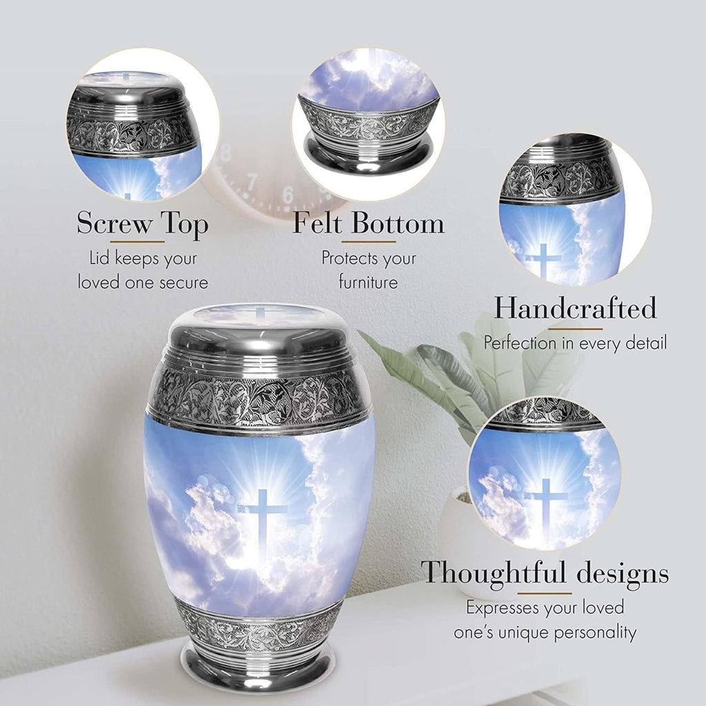 Heavenly Cross Extra Large Urn or Companion Urn – Extra Large Urns for Human Ashes | XL Urn & XXL Urn