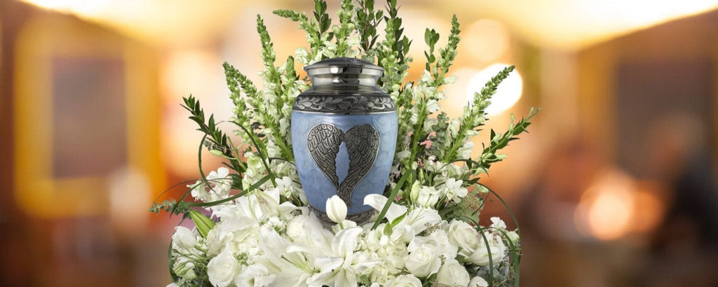 Blue Loving Angel Extra Large Urn or Companion Urn – Extra Large Urns for Human Ashes | XL Urn & XXL Urn