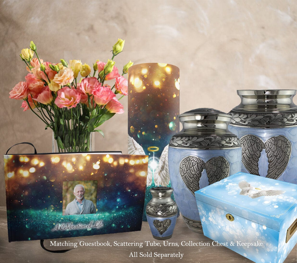 Blue Loving Angel Extra Large Urn or Companion Urn – Extra Large Urns for Human Ashes | XL Urn & XXL Urn