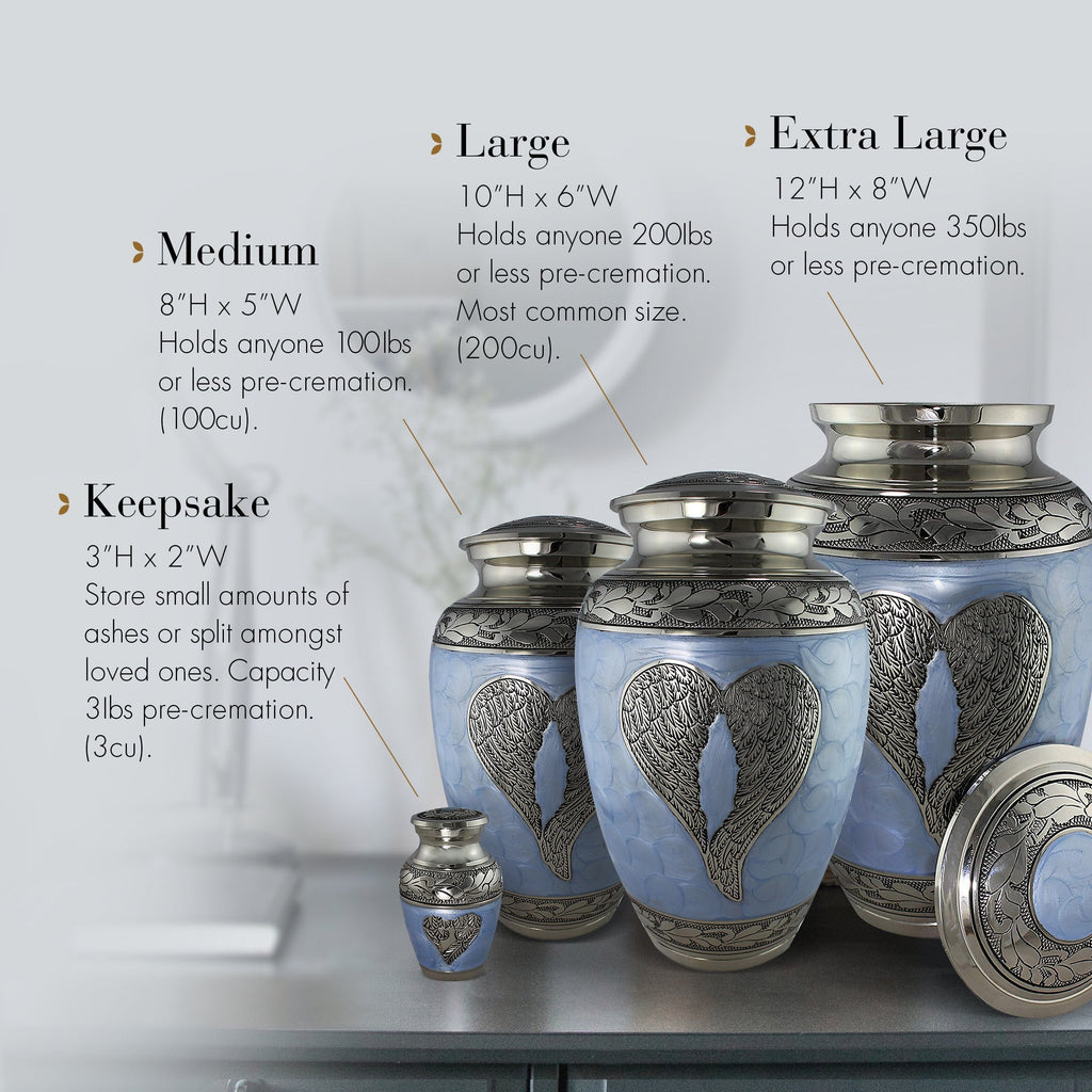 Blue Loving Angel Extra Large Urn or Companion Urn – Extra Large Urns for Human Ashes | XL Urn & XXL Urn