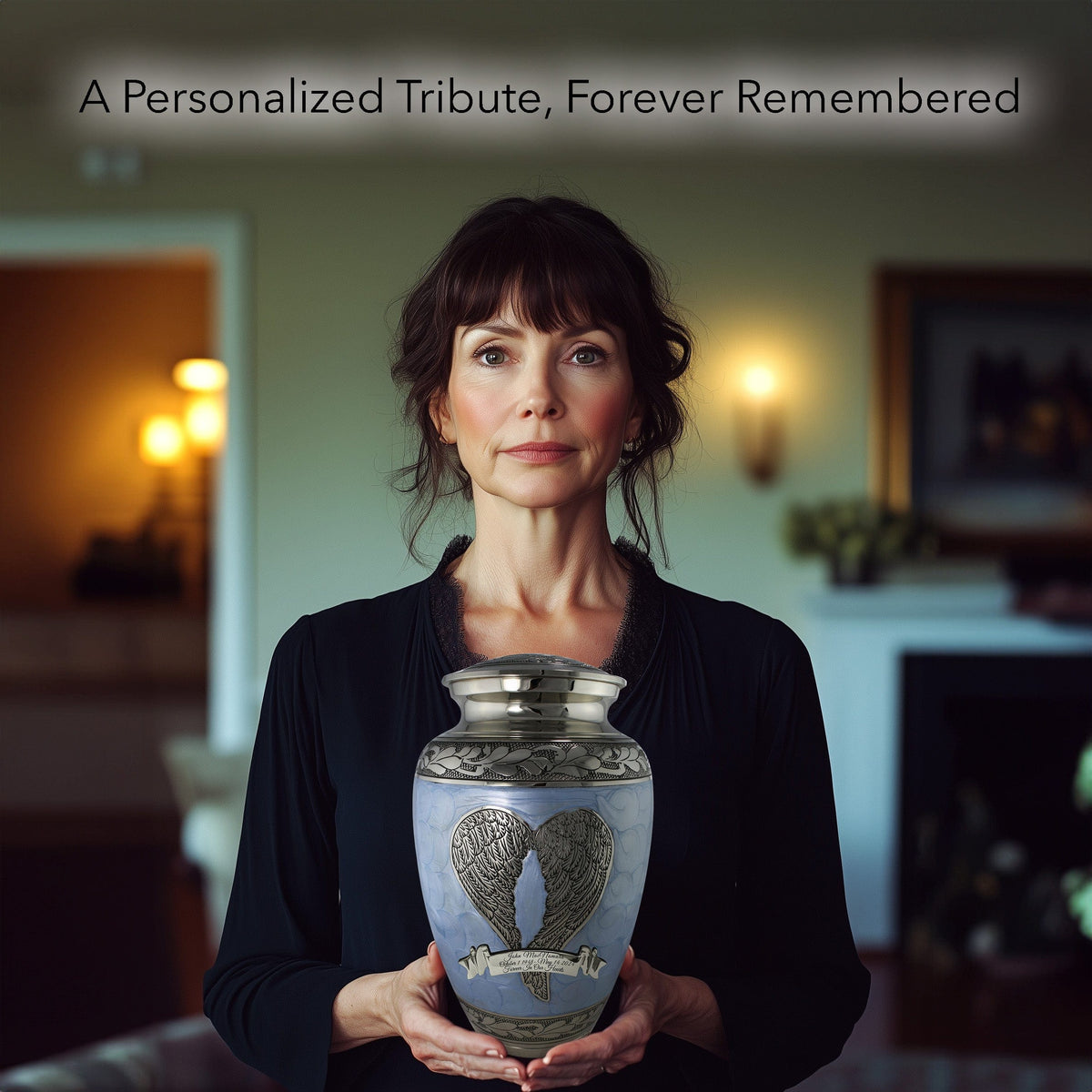 Blue Loving Angel Extra Large Urn or Companion Urn – Extra Large Urns for Human Ashes | XL Urn & XXL Urn