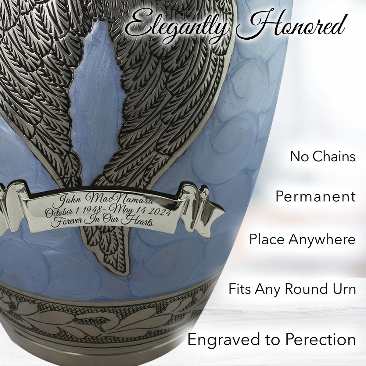 Blue Loving Angel Extra Large Urn or Companion Urn – Extra Large Urns for Human Ashes | XL Urn & XXL Urn