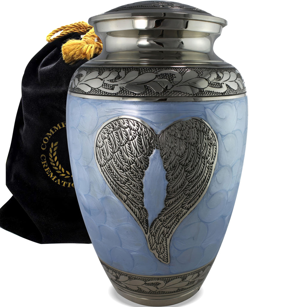 Blue Loving Angel Extra Large Urn or Companion Urn – Extra Large Urns for Human Ashes | XL Urn & XXL Urn