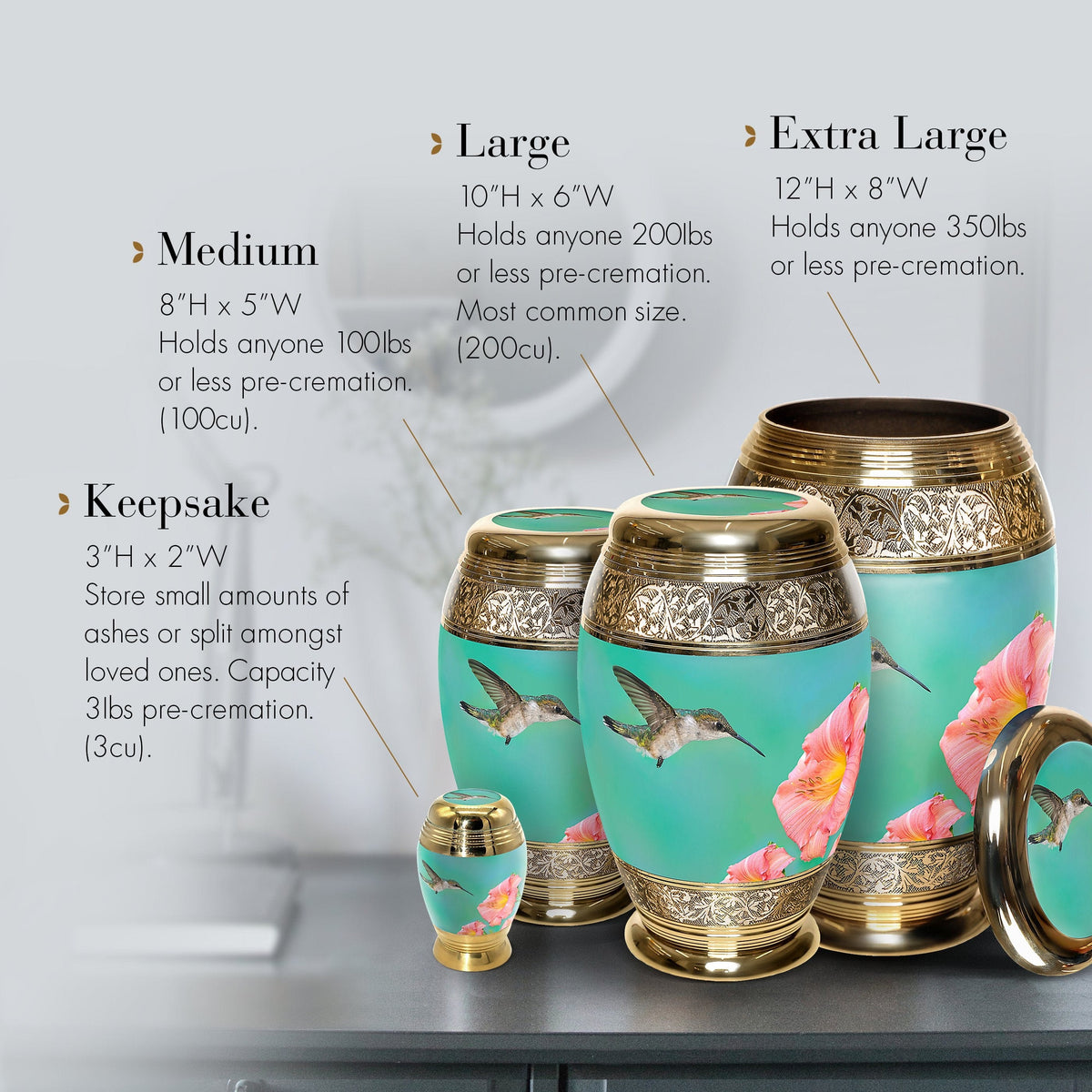 Hummingbird Extra Large Urn or Companion Urn – Extra Large Urns for Human Ashes | XL Urn & XXL Urn